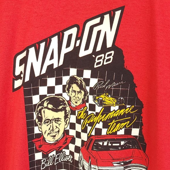 Vintage Snap On Graphic T-Shirt Men's Med Screen Stars Best Red Distressed USA - Picture 3 of 12